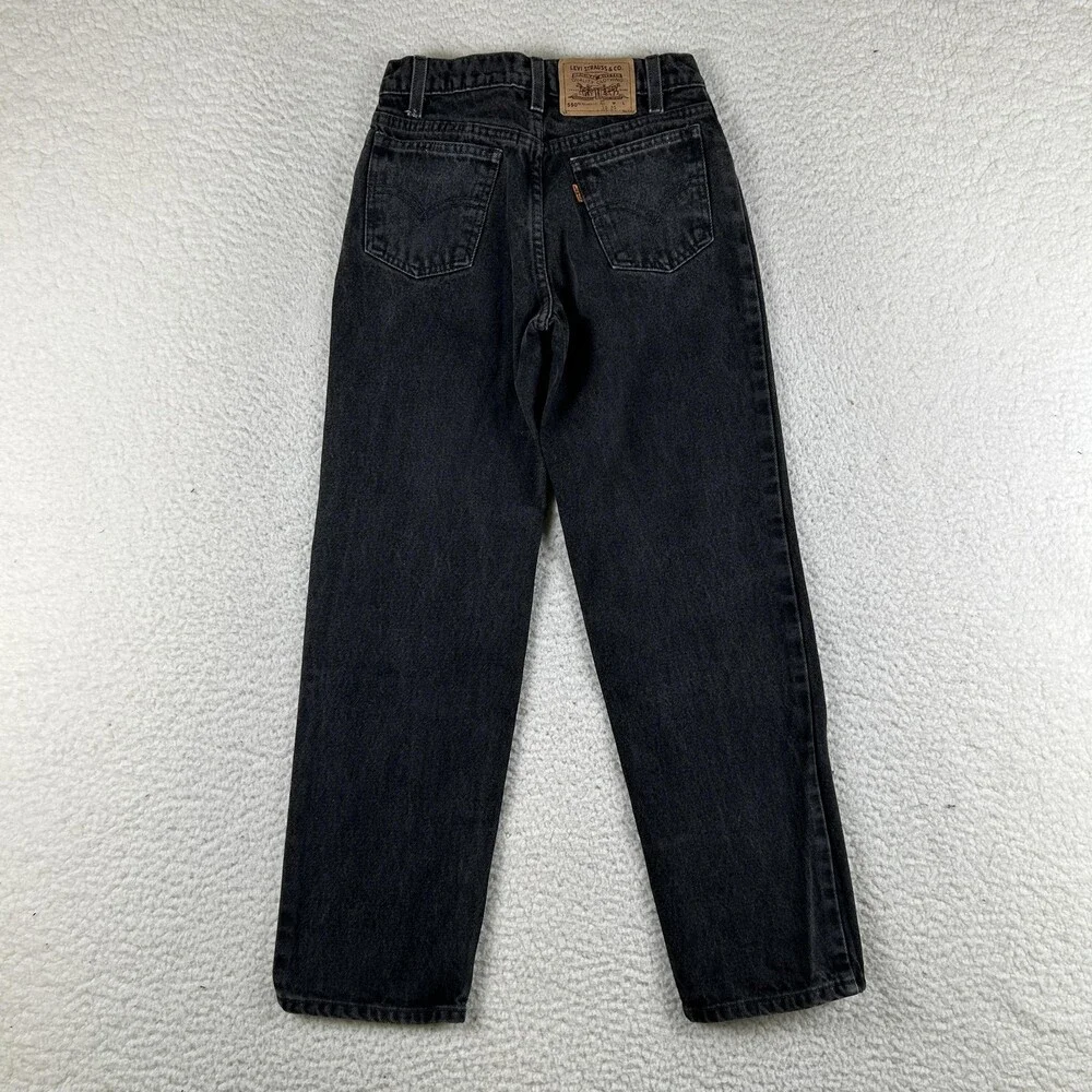 Vintage Levis 550 Jeans Youth 10 Regular Black Relaxed Fit Tapered Denim 90s